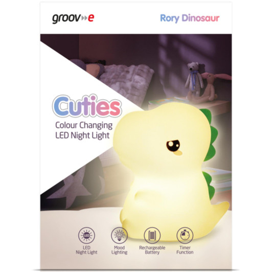 Groov-e GVLT01DI Rechargeable Colour Changing LED Night Light - Rory Dinosaur