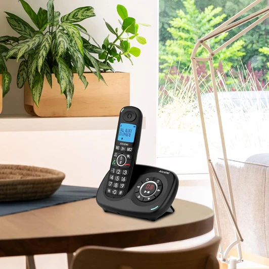 Alcatel Big Button Digital Cordless Phone with Answering Machine, Black