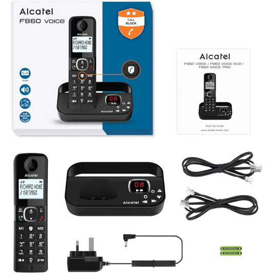 Alcatel Digital Cordless Phone with Answering Machine & Smart Call Block - Black