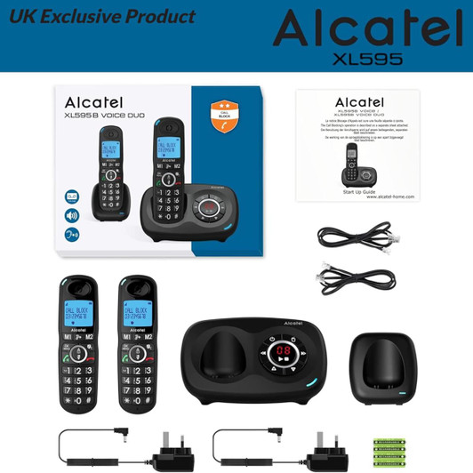 Alcatel Big Button Twin Digital Cordless Phone with Answering Machine, Black
