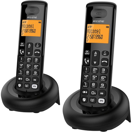 Alcatel Digital Twin Cordless Phone with Answering Machine & Call Block - Black