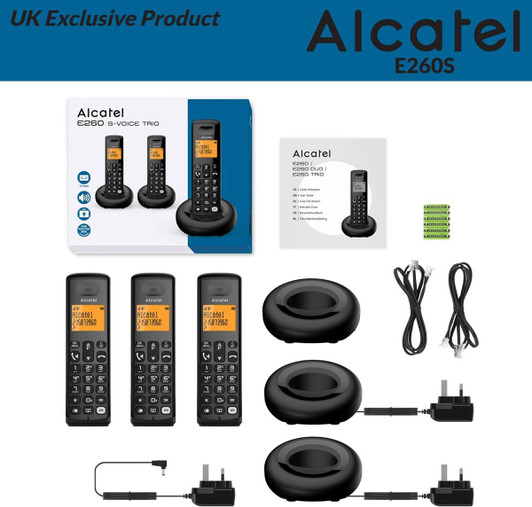 Alcatel Digital Triple Cordless Phone with Answering Machine & Call Block- Black