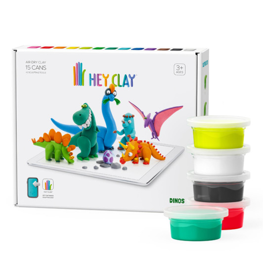 Hey Soft Modeling Clay 15 Cans & 2 Modelling Tool/Dinos Set