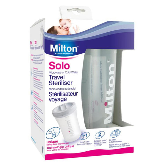Milton Mini Sterilising Tablet 50Pk + Milton Solo Single Bottle Steriliser