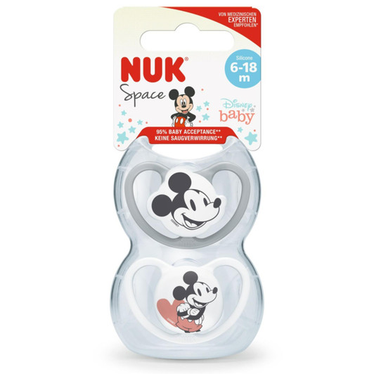 NUK Disney Space Soothers 6-18m Grey 2Pk