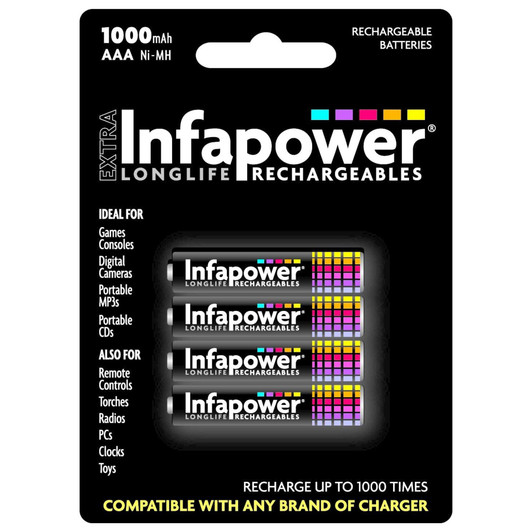Infapower B002 Rechargeable AAA Ni-MH Batteries 1000mAh - 4 Pack