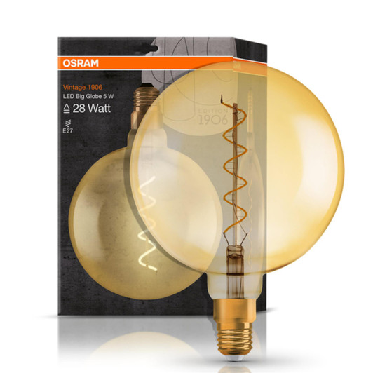 Osram 1906 LED 4.5 W E27 Vintage Spiral Filament Gold Glass Large Globe ES Bulb