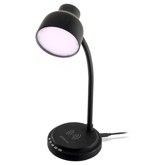 Groov-e Astra LED Lamp with Wireless Charging Pad & Bluetooth Speaker - Black