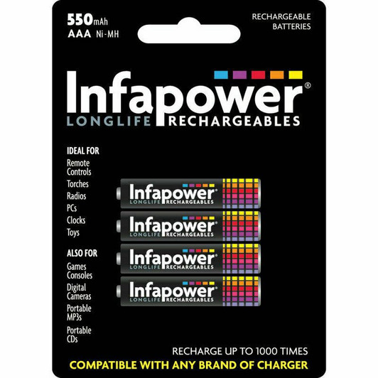 Rechargeable AAA Ni-MH Batteries 550mAh - 4 Pack