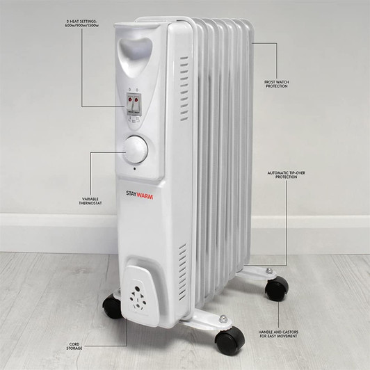 Lloytron Staywarm 1500w 7 Fin Oil Radiator
