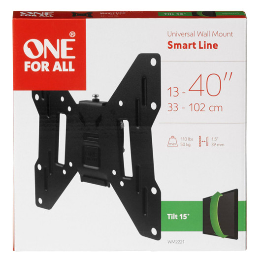 One For All Smart Series TV Tilt Wall Mount Bracket - Black