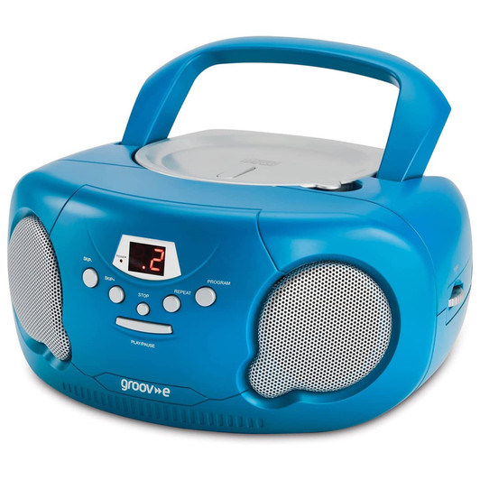 Groov-e Original Boombox Portable CD Player & Radio Blue with Chidrens Stories CD