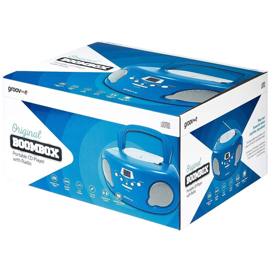 Groov-e Original Boombox Portable CD Player & Radio Blue with Chidrens Stories CD
