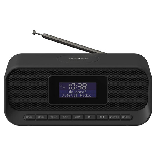 Zeus DAB/FM Clock Radio with Wireless Charging Pad & Bluetooth - Black
