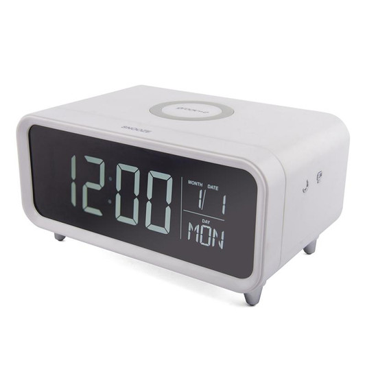 Groov-e GVWC01WE Athena Alarm Clock with Wireless Charging Pad & Night Light - White