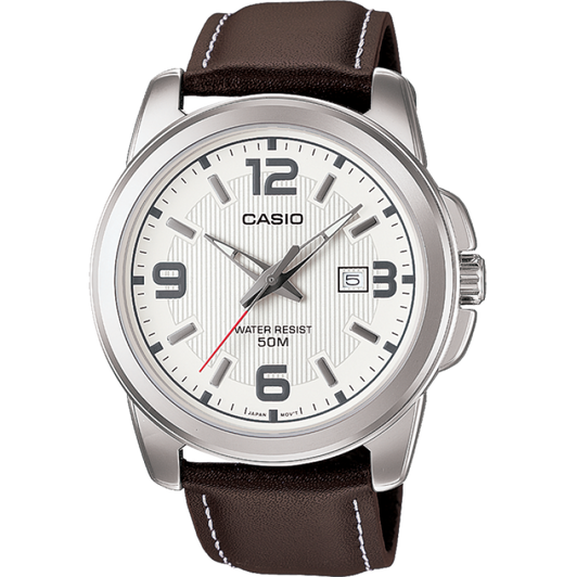 Mens Analogue Watch - Brown with Silver Case