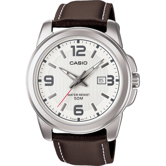 Mens Analogue Watch - Brown with Silver Case