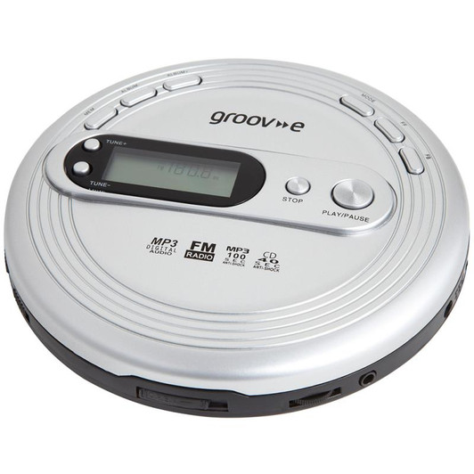 Groov-e GVPS210SR Retro Series Personal CD Player with FM Radio - Silver