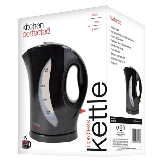 Lloytron E1524BK Kitchen Perfected 2Kw 1.7Ltr Cordless Kettle