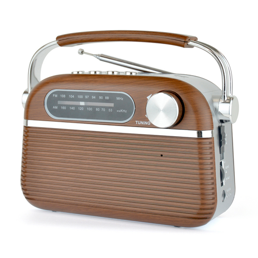 Lloytron N6403WD Vintage Rechargeable Bluetooth AM/FM Radio - Wood Effect