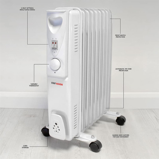 Lloytron Staywarm 2000w 9 Fin Oil Radiator