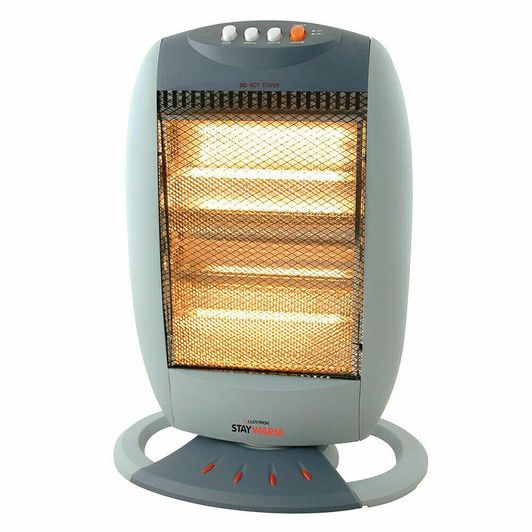 Lloytron Small Halogen Heater with 3 Heat settings 1200W - Grey