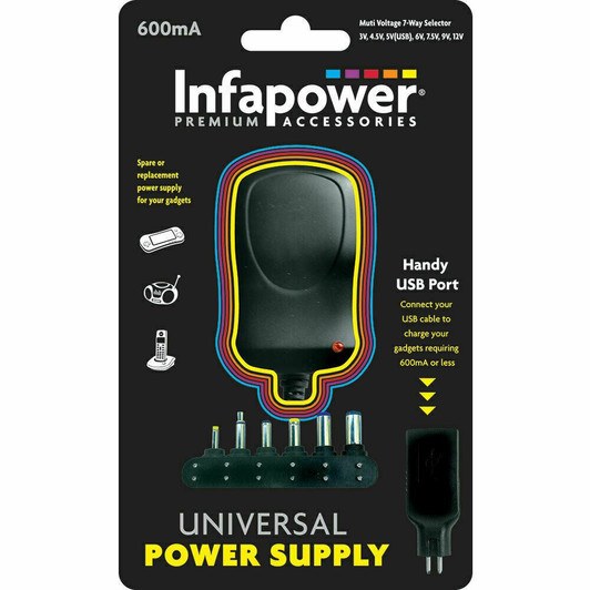 Infapower 600mA 7-Way AC/DC Universal Adaptor