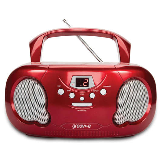 Groov-e Original Boombox Portable CD Player & Radio Red with Chidrens Stories CD