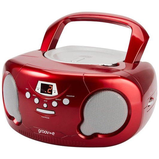 Groov-e Original Boombox Portable CD Player & Radio Red with Chidrens Stories CD