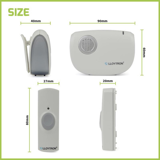 Lloytron B7030WH Dingdong MIP3 Battery Operated Portable Door Chime Kit - White