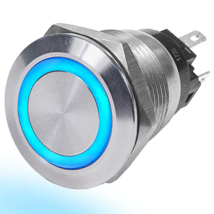 Blue Sea Systems 4160 Push Button Blue LED Ring Off-On Switch
