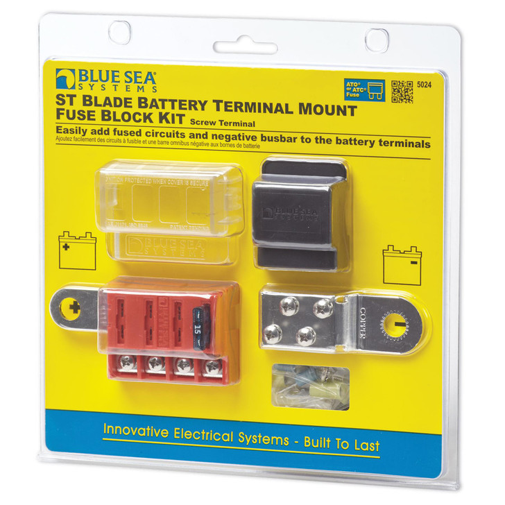 Blue Sea Systems 5024 ST Blade Battery Terminal Mount Fuse Block Kit