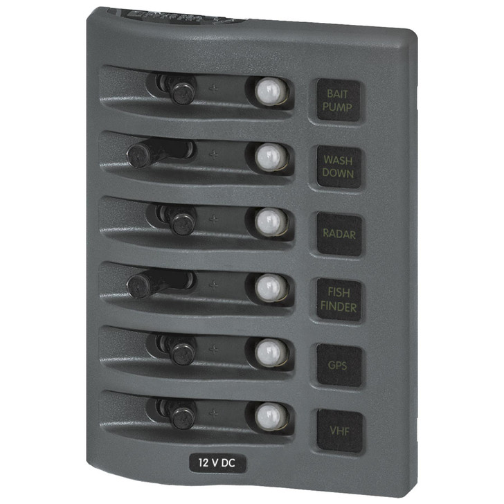 Blue Sea Systems 4376 6-Position WeatherDeck Circuit Breaker Panel