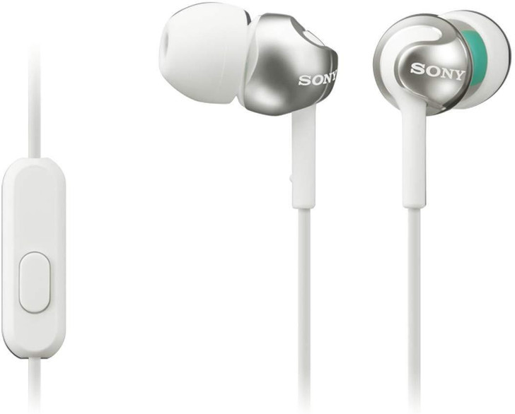 Sony MDREX110APW Deep Bass Earphones Smartphone Control and Mic Metallic White