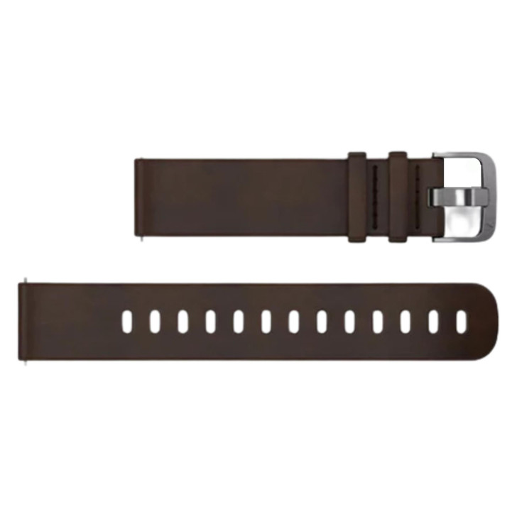 Garmin Quick Release 20mm Strap Band - Dark Brown Leather with Silver Hardware