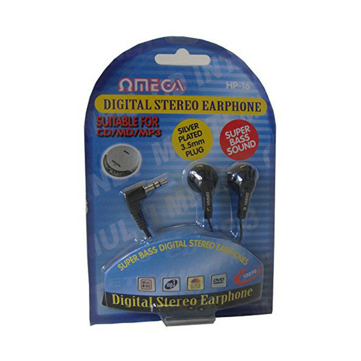 Omega HP-16 Digital Stereo Earphone Super Bass Sound for iPod Mp3 Player Black