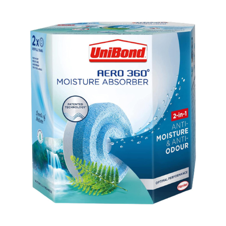 Unibond Aero 360 Moisture Absorber Refill Waterfall Freshness 2pk