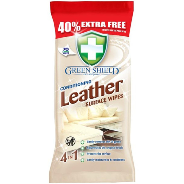 Green Shield Leather Surface Extra Large Wipes - 70 Wipes