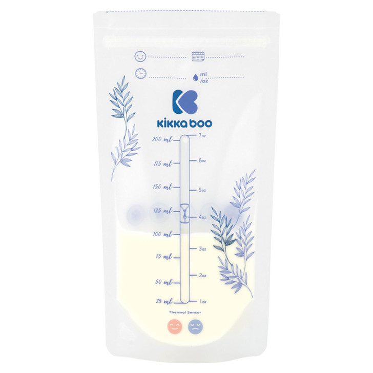 Kikka Boo Milk Storage Bags With Temperature Sensor, Fridge & Freezer Safe│25Pk