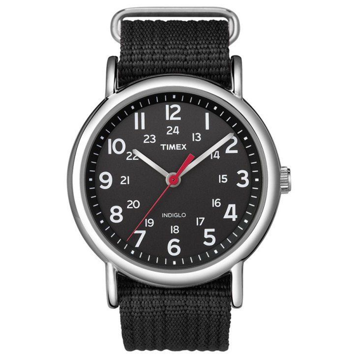 Timex T2N647 Unisex Weekender Watch with Black Fabric Strap