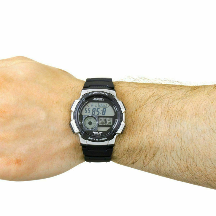 Casio AE1000W/1A2V Men Classic Combi Watch Water Resistant Grey Dial Black Strap