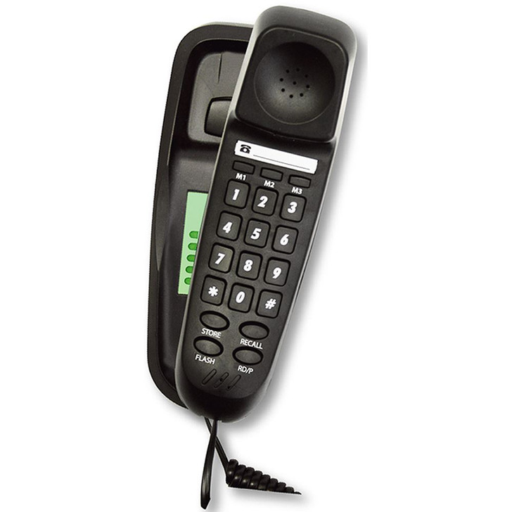 Tel UK Slim Corded Telephone Bilbao with Hearing Aid Compatibility - Black