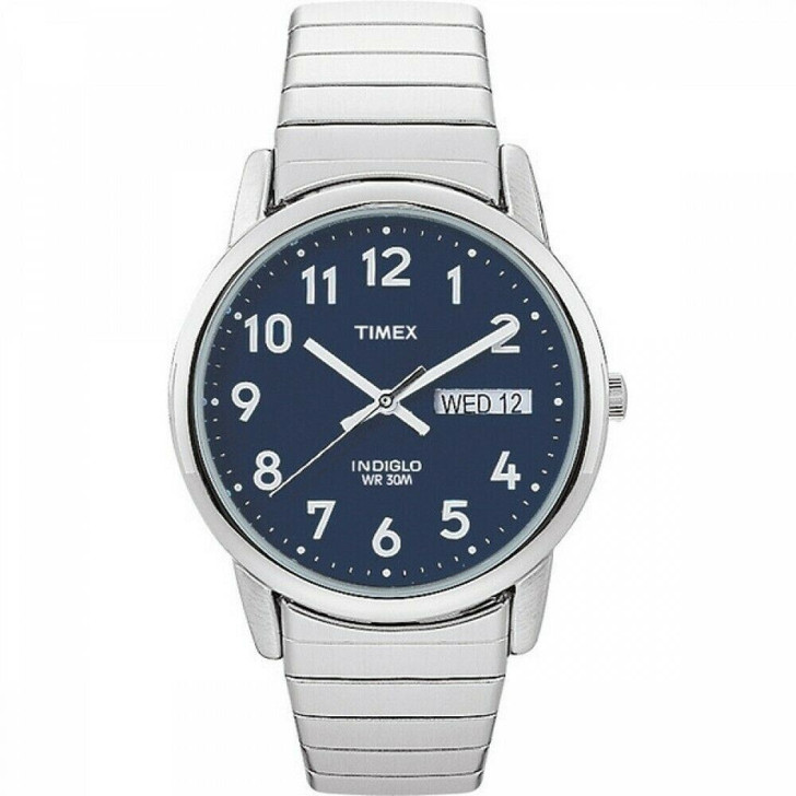 Timex T20031 Mens Indiglo Easy Reader Watch Stainless Steel Expansion Band NEW