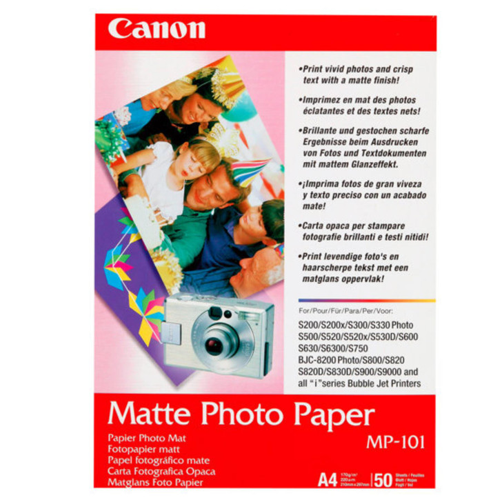 Canon MP-101 (A4) Matt Printer Photo Paper Inkjet - 50 Sheets 210x297mm 7981A005