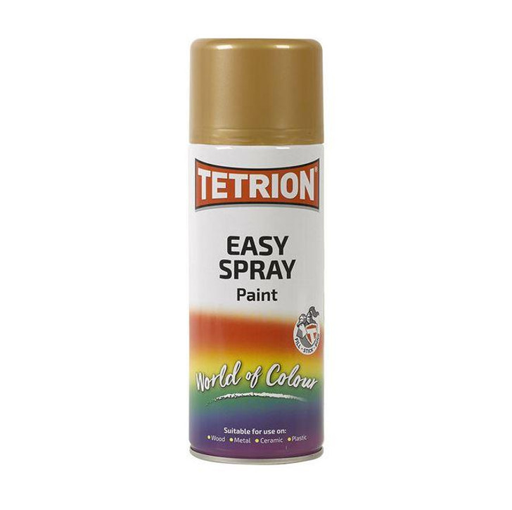 Tetrion Easy Spray All Purpose Paint│Wood, Metal, Ceramic, Plastic│Gold│InUK