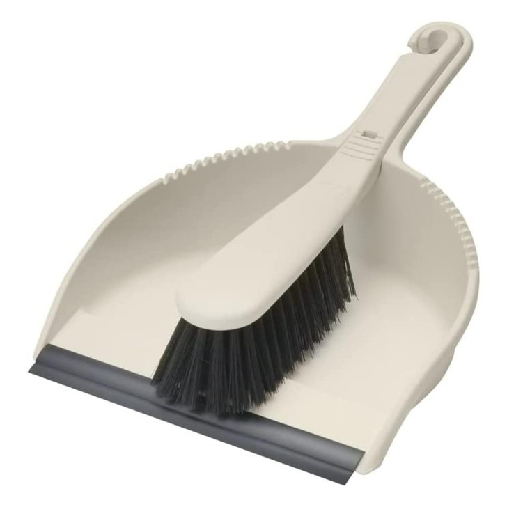 Addis Stiff Dustpan & Brush Set│Heavy Duty Soft Nylon Bristle│Easy to Use│Linen