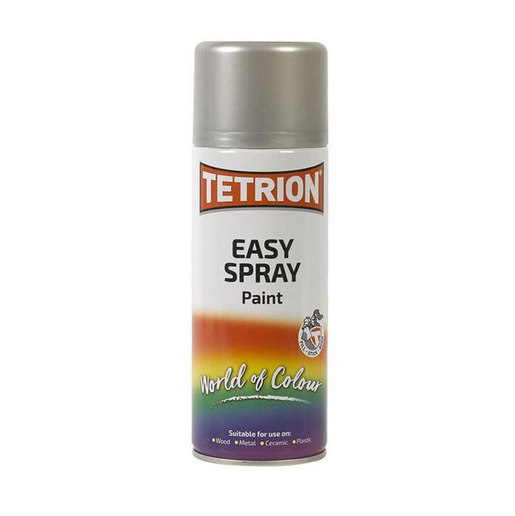 Tetrion Easy Spray All Paint│Wood,Metal,Ceramic,Plastic│Silver Chrome│400ml│InUK