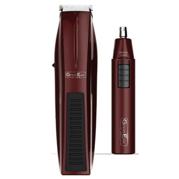 Wahl 5537-7017 Groom Ease Ear/NoseTrimmer Gift Set Lightweight & Compact Maroon