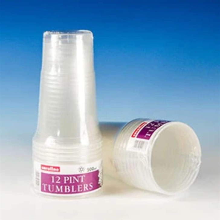 Caroline 12 Clear Plastic Cups 1pt - 1623