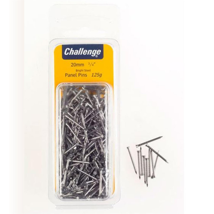 Challenge Bright Steel Panel Pins 20mm Clam Pack 125g